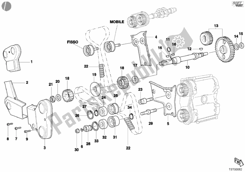 Toutes les pièces pour le Courroie De Distribution du Ducati Sport ST4 S ABS 996 2003